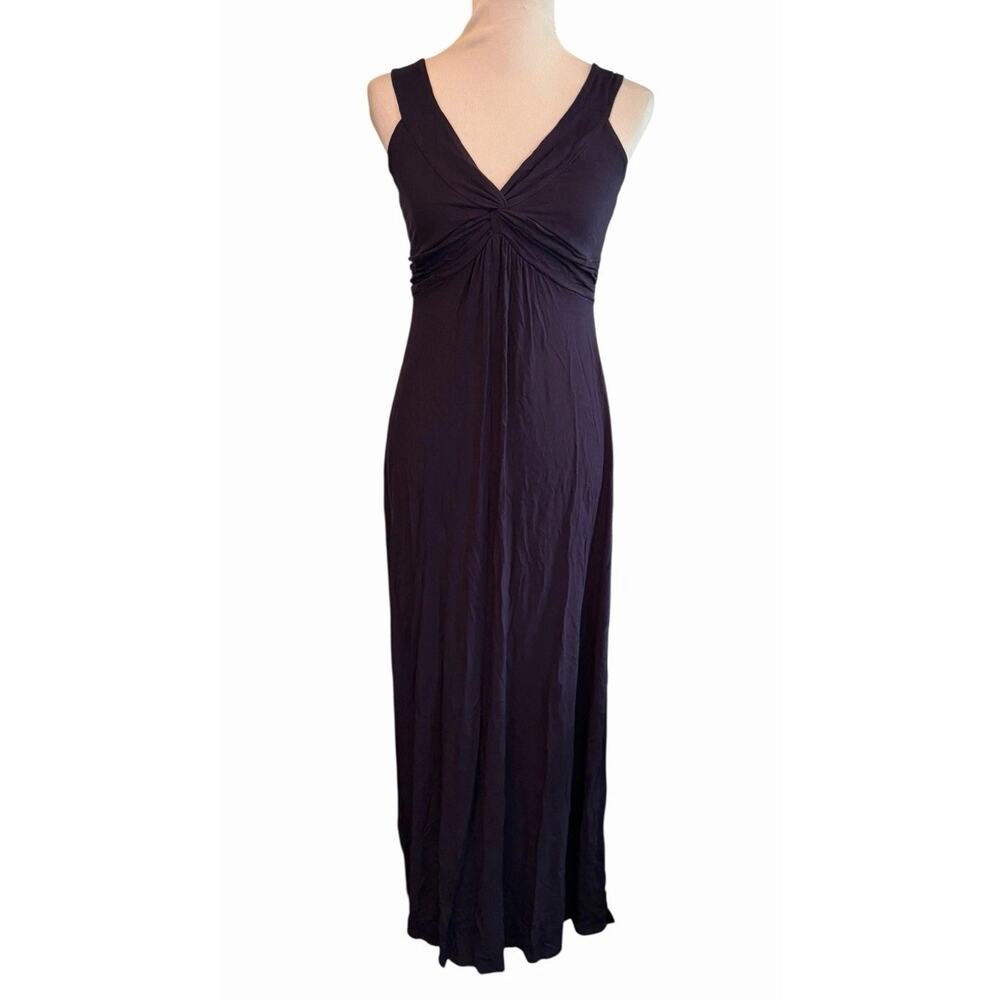 Boden Twist Knot Front V-neck Knit Maxi Dress •Women 8 R• Navy Grecian Viscose